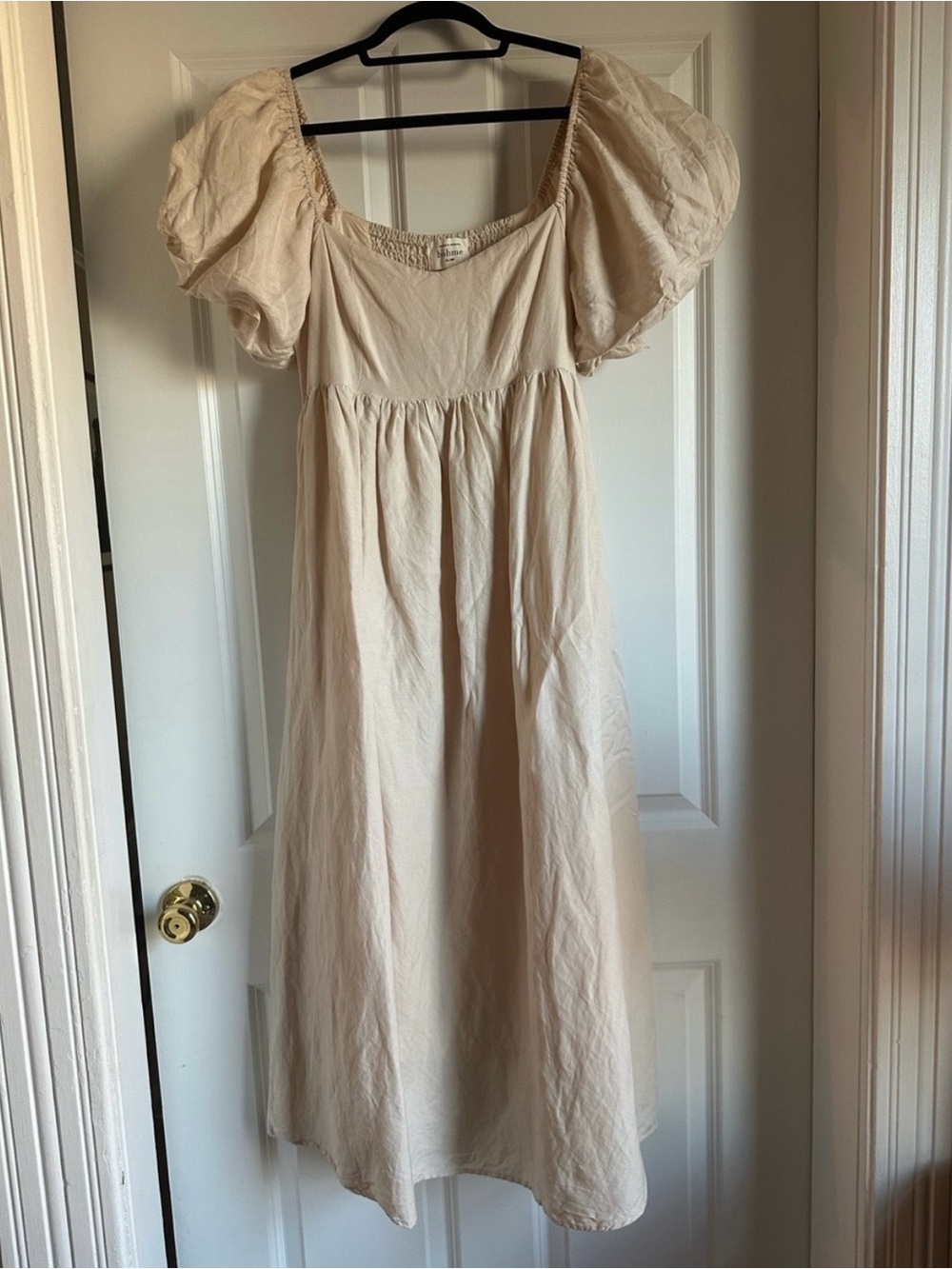 Women’s Bohme Puff-Sleeve Midi Dress in Cream